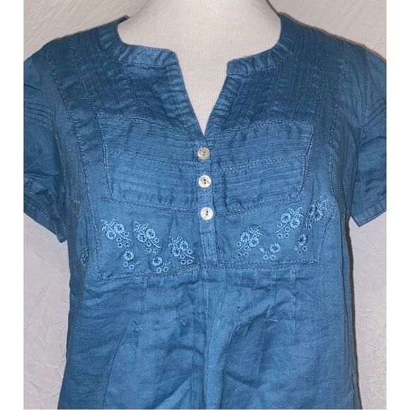 Charlotte Russe, Dusty Blue, Retro, Peasant Blouse - Picture 9 of 12